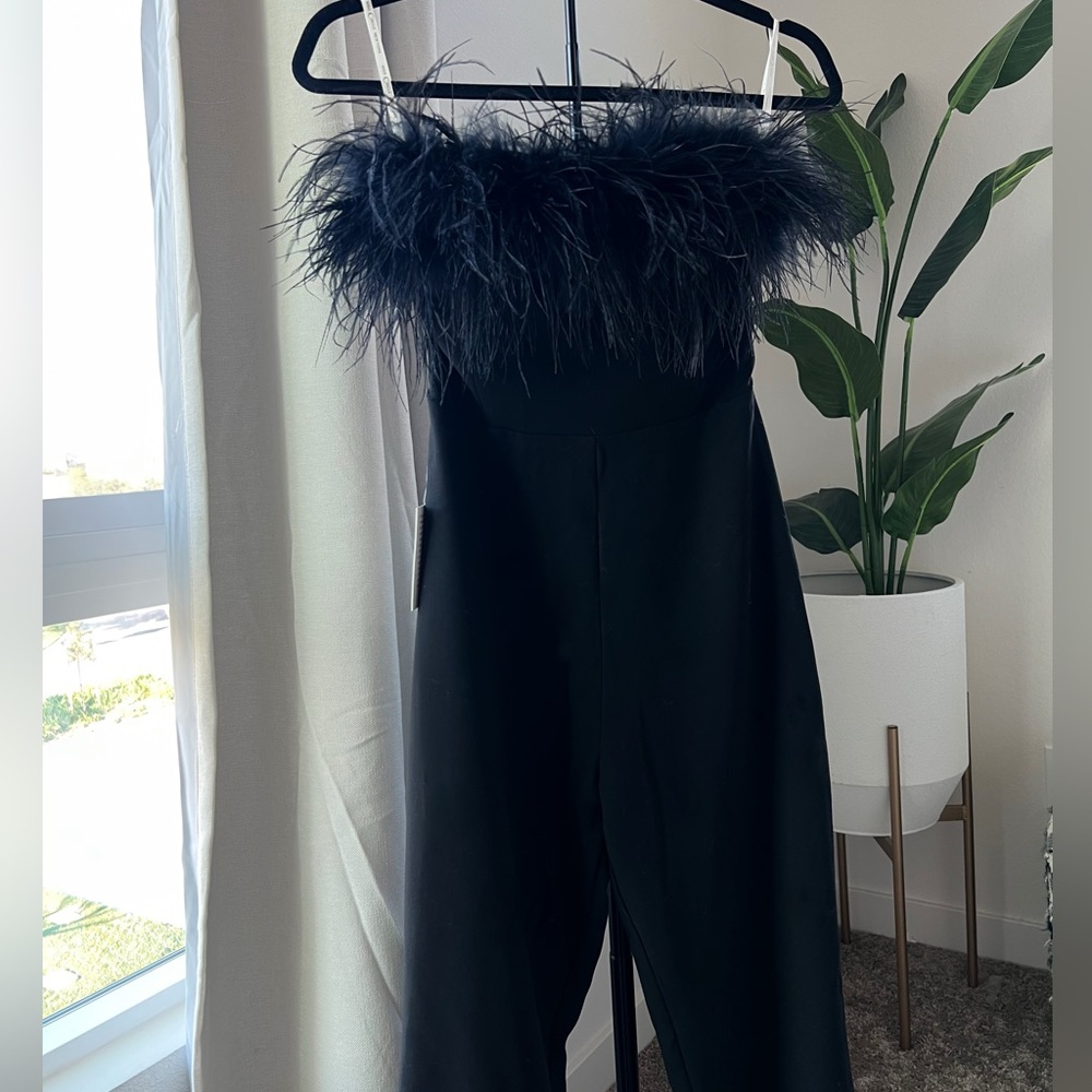 MissCircle Feather Black Jumpsuit
